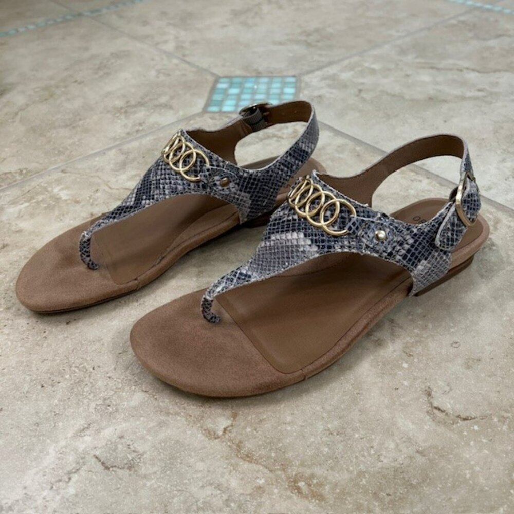 Earth Origins Leather Thong Sandals - Mendy - Size 7.5